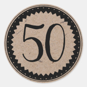 Sticker rond classique 50e fête d'anniversaire