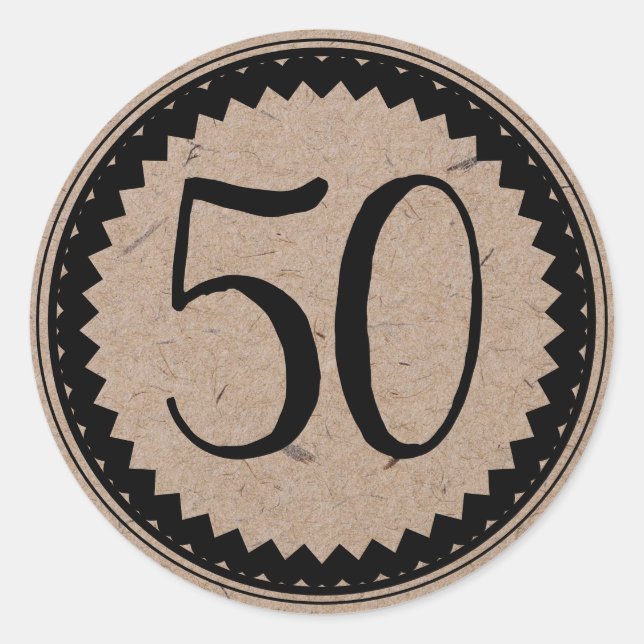Sticker rond classique 50e fête d'anniversaire (Devant)