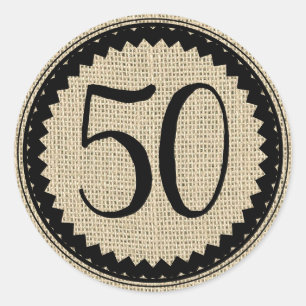 Sticker rond classique 50e fête d'anniversaire