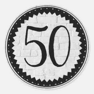 Sticker rond classique 50e fête d'anniversaire