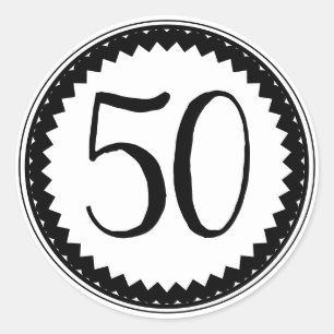 Sticker rond classique 50e fête d'anniversaire