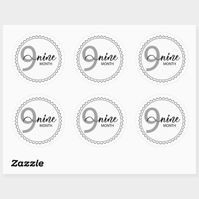 Sticker rond classique 9 mois (Feuille)