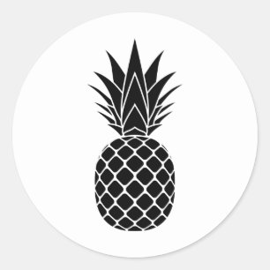 Sticker rond classique à ananas noir