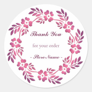 Sticker rond classique à couronne florale