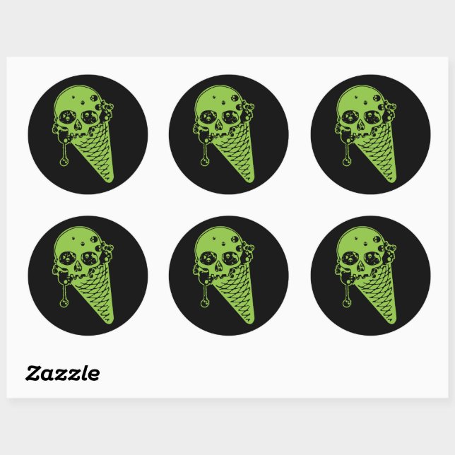 Sticker rond classique à crème glacée poison vert (Feuille)