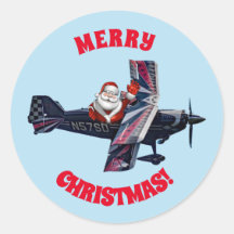 Sticker rond classique à vague père Noël