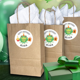 Sticker rond classique Anniversaire de Grenouille 