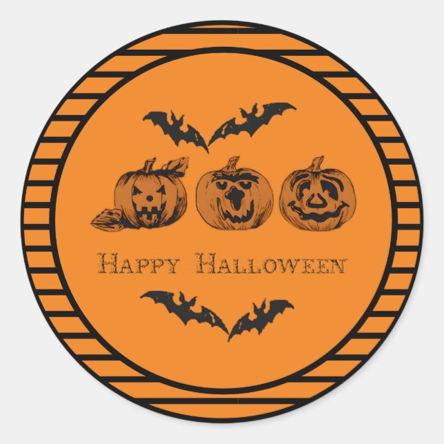 Sticker rond classique automne/Halloween/citrouill (Devant)