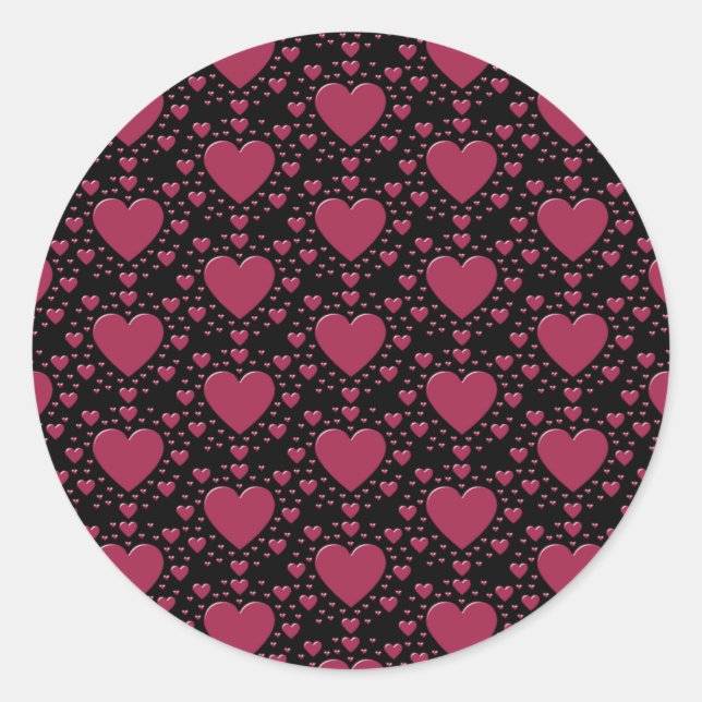 Sticker rond classique aux Coeurs roses (Devant)