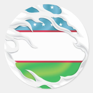 Sticker rond classique avec drapeau déchiré