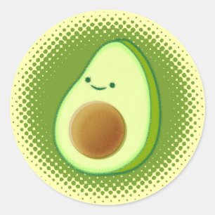 Sticker rond classique Avocado Cartoon