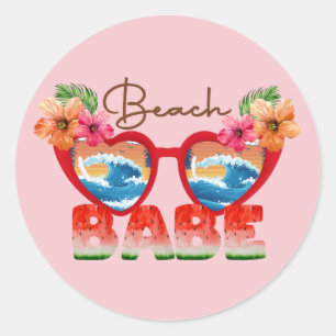 Sticker rond classique Babe Beach