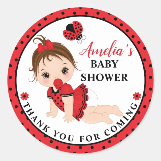 Sticker rond classique Baby shower de la fille Lad (Devant)