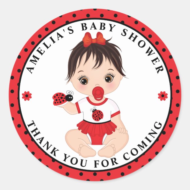 Sticker rond classique Baby shower de la fille Lad (Devant)