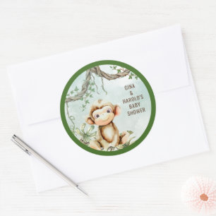 Sticker rond classique Baby shower singe