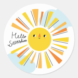 Sticker rond classique Baby shower Sunshine