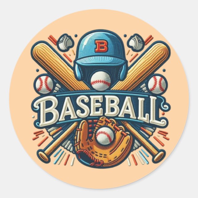 Sticker Rond Classique Baseball Essentials / Stylish Retro Lege (Devant)