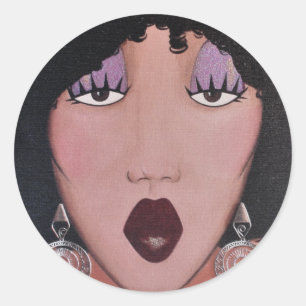 Sticker rond classique "Black Beauty Diva"