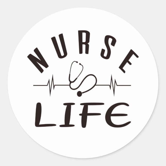 Sticker rond classique blanc Nurse Life (Devant)