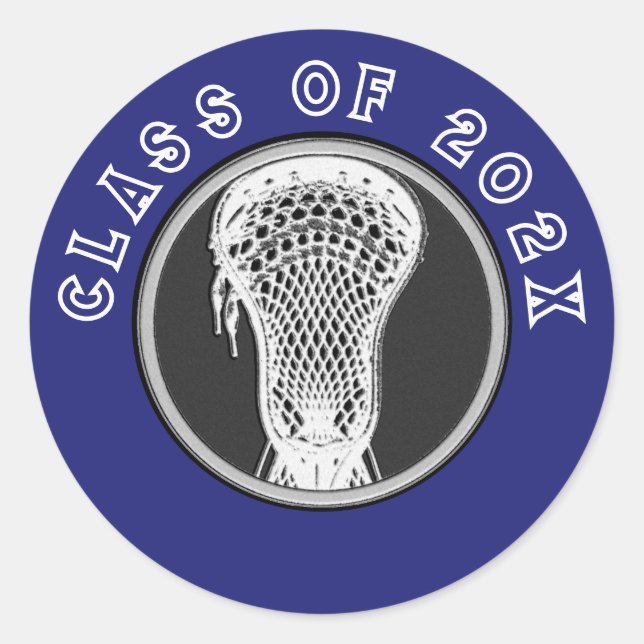 Sticker rond classique bleu Lacrosse Seniors (Devant)