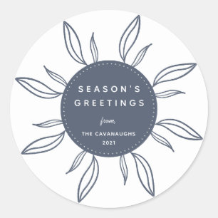 Sticker rond classique Bohême Wreath Holiday