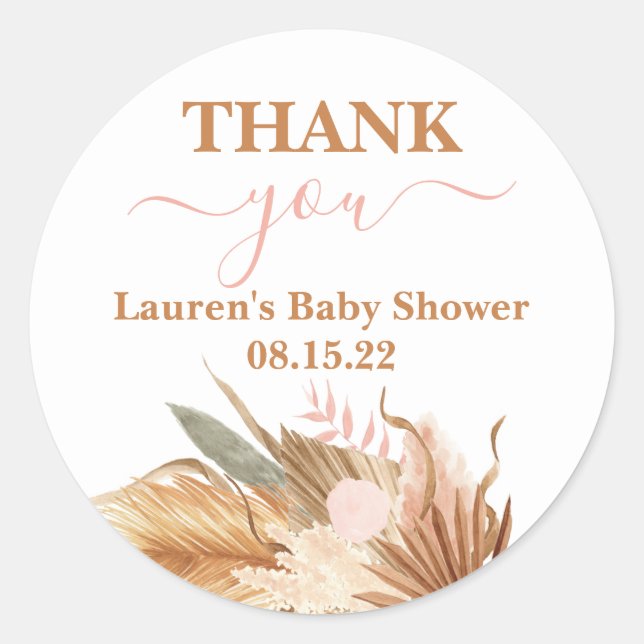 Sticker rond classique Boho Baby shower Girl (Devant)