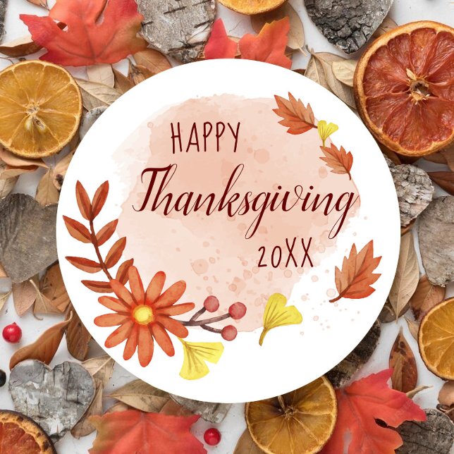 Sticker rond classique bon thanksgiving automne (Créateur téléchargé)