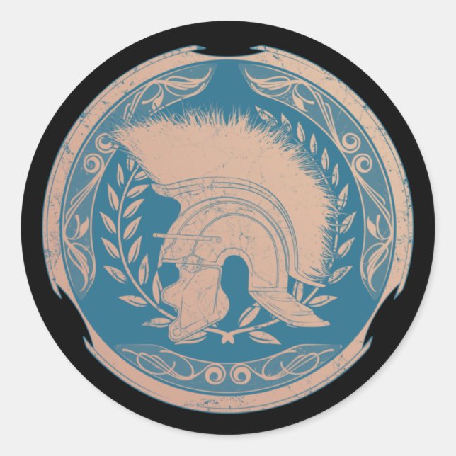 Sticker rond classique casque Centurion romain (Devant)