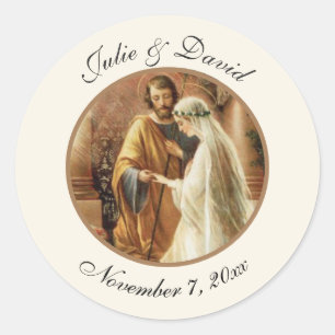 Sticker Rond Classique catholique Mariage de chambre de mariée