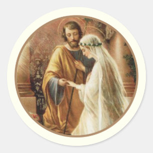 Sticker Rond Classique catholique Mariage de chambre de mariée