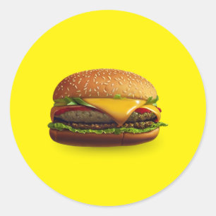 Sticker rond classique Cheeseburger