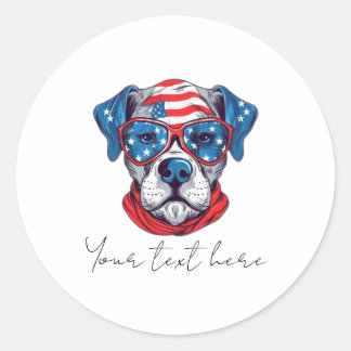 Sticker rond classique chien du 4 juillet