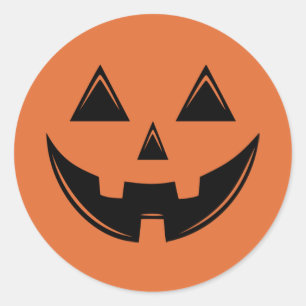 Sticker rond classique Citrouille d'Halloween Cute