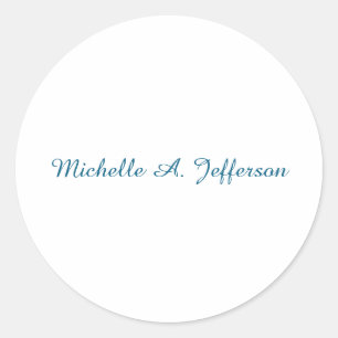 Sticker Rond Classique Créatif tendance Bleu Océan Blanc