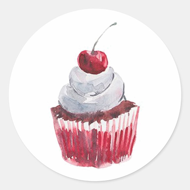 Sticker rond classique Cupcake (Devant)
