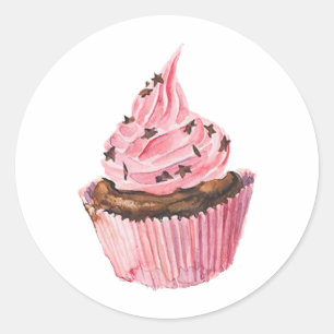Sticker rond classique Cupcake