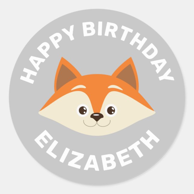 Sticker rond Classique Cute Fox (Devant)