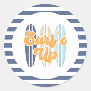 Sticker Rond Classique d'anniversaire de la plage de planche de