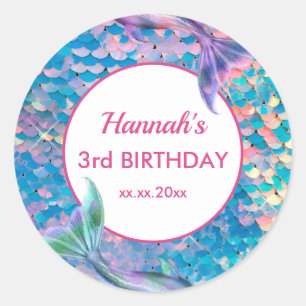 Sticker rond classique d'anniversaire de sirène