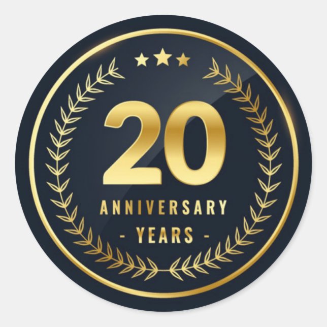 Sticker rond classique de 20 ans (Devant)