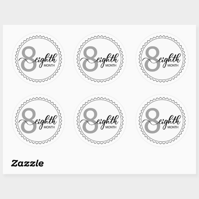 Sticker rond classique de 8 mois (Feuille)