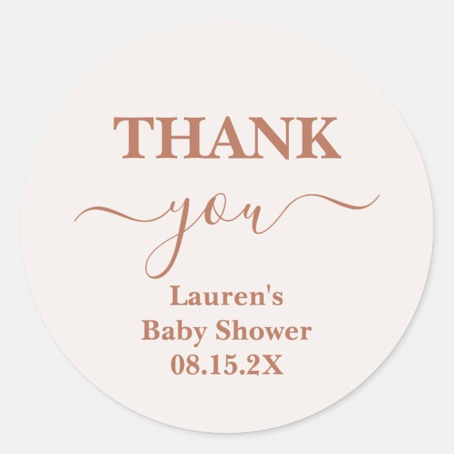 Sticker rond classique de Baby shower rose pâle (Devant)