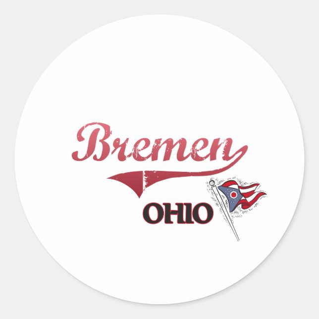 Sticker Rond Classique de Brême Ohio (Devant)