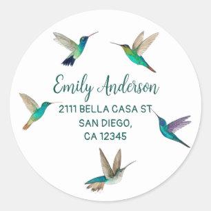 Sticker rond classique de colibris