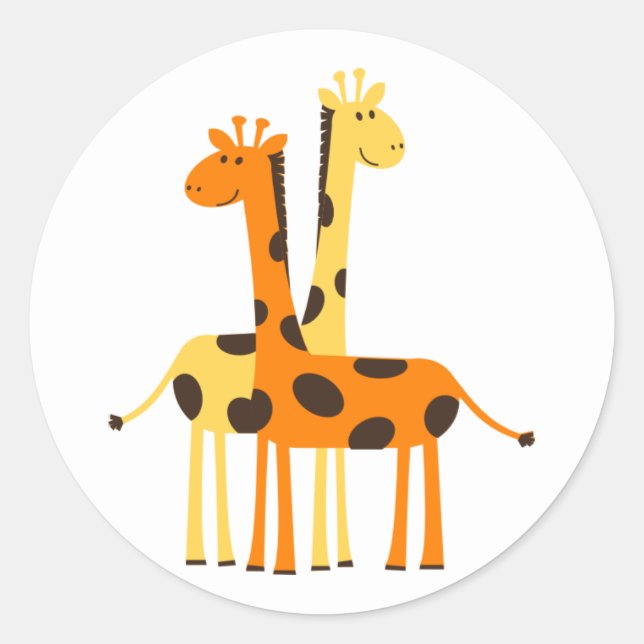 Sticker rond classique de Giraffes Animées (Devant)