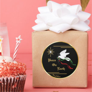 Sticker rond classique de la colombe blanche