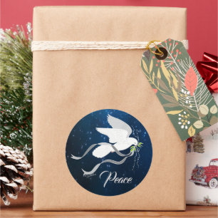 Sticker rond classique de la colombe blanche