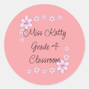 Sticker rond classique de l'enseignant de fleurs r
