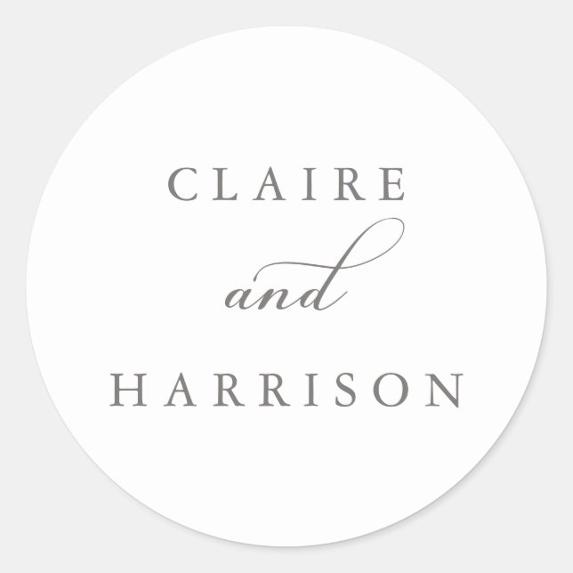 Sticker rond classique de mariage simple et élégan (Devant)