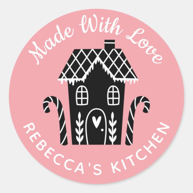 Sticker rond classique de Noël Fabriqué avec amour (Devant)